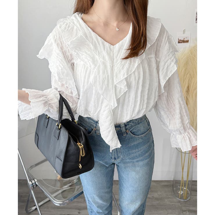 フリルシフォンブラウス レディース 韓国 | Amulet | 詳細画像2 