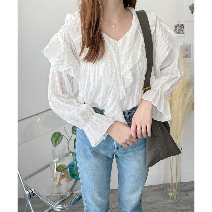 フリルシフォンブラウス レディース 韓国 | Amulet | 詳細画像6 