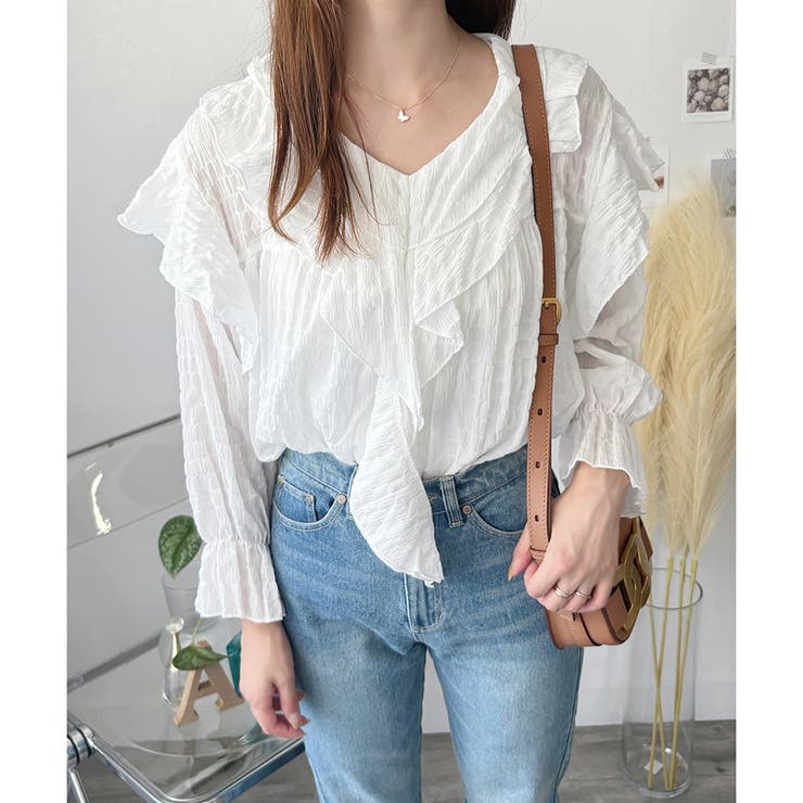 フリルシフォンブラウス レディース 韓国 | Amulet | 詳細画像8 