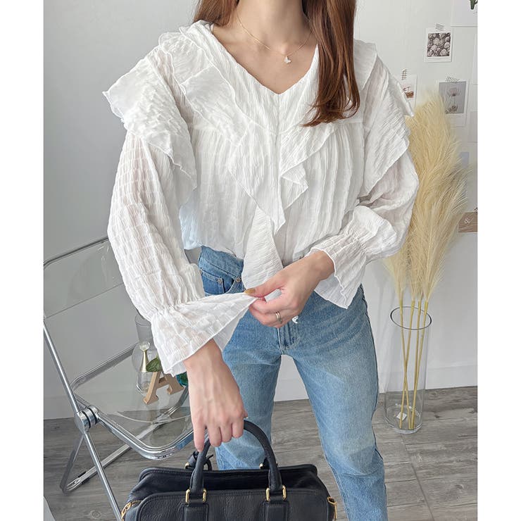 フリルシフォンブラウス レディース 韓国 | Amulet | 詳細画像9 