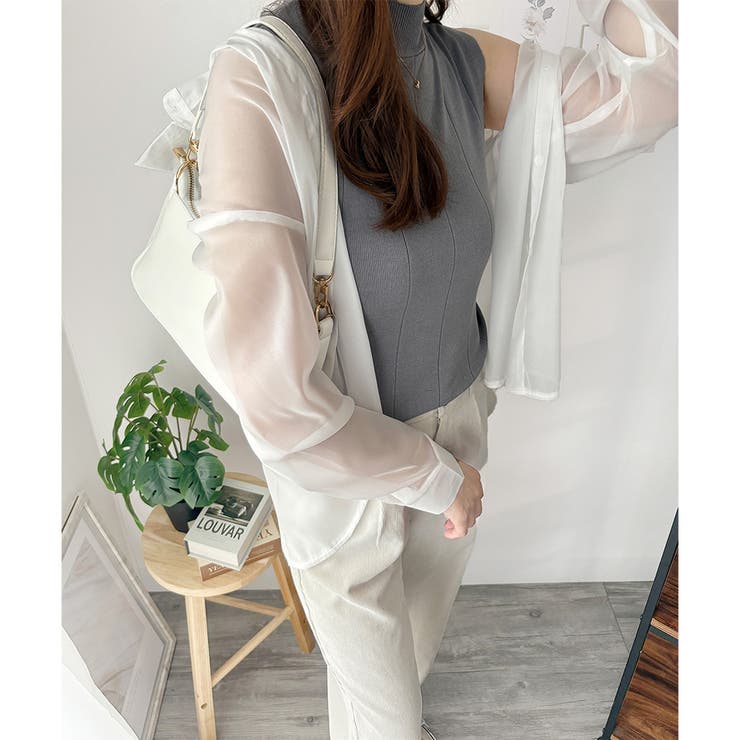 リブノースリーブニット 重ね着 リブ | Amulet | 詳細画像3 