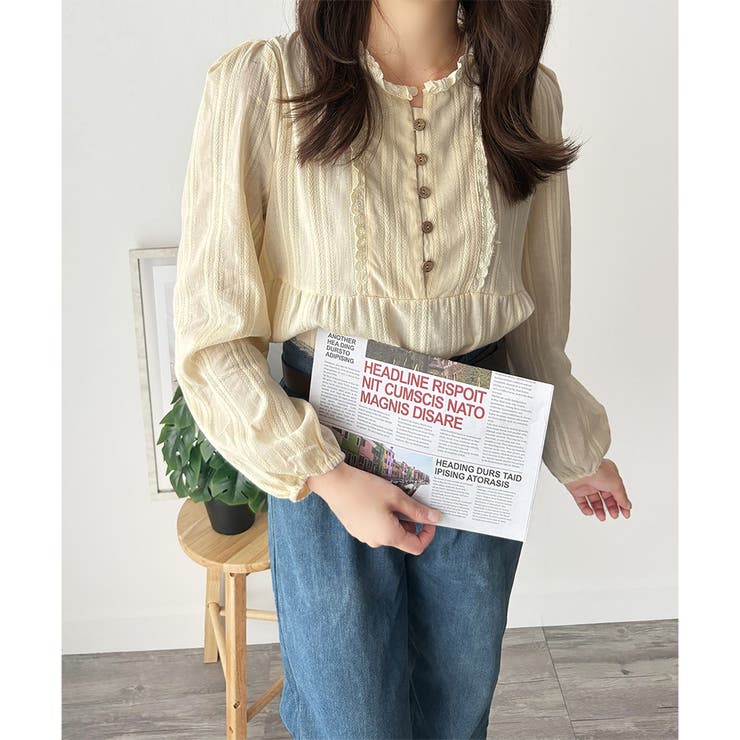 レースライクフリルブラウス ブラウス ギャザー | Amulet | 詳細画像11 