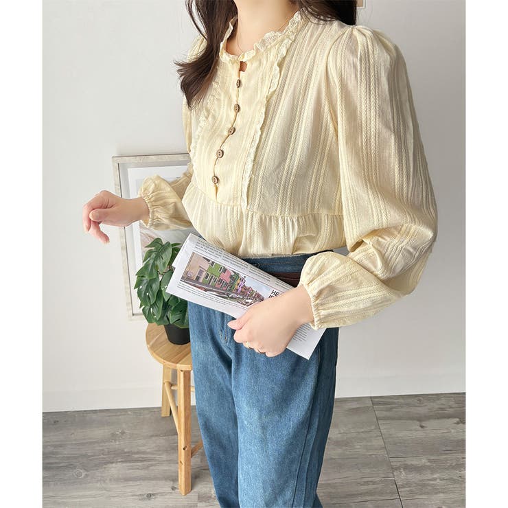 レースライクフリルブラウス ブラウス ギャザー | Amulet | 詳細画像13 