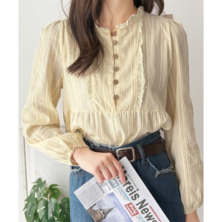 レースライクフリルブラウス ブラウス ギャザー | Amulet | 詳細画像14 