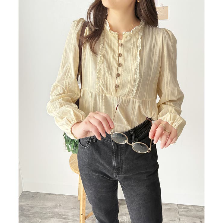 レースライクフリルブラウス ブラウス ギャザー | Amulet | 詳細画像15 