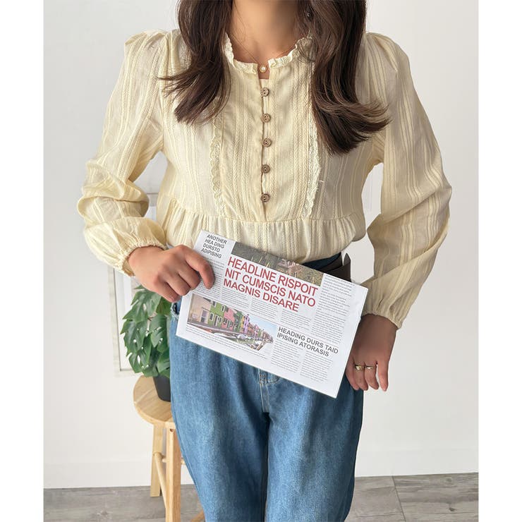 レースライクフリルブラウス ブラウス ギャザー | Amulet | 詳細画像16 