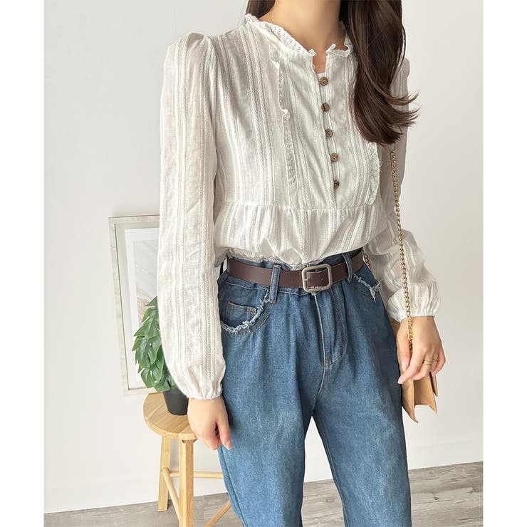 レースライクフリルブラウス ブラウス ギャザー | Amulet | 詳細画像2 