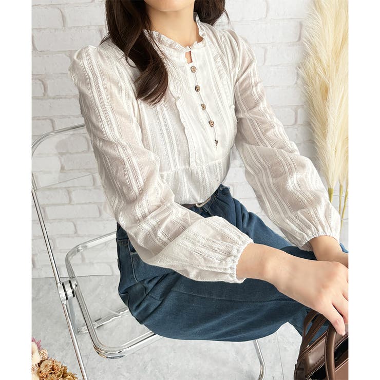 レースライクフリルブラウス ブラウス ギャザー | Amulet | 詳細画像4 