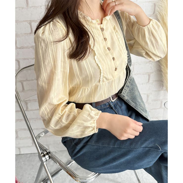 レースライクフリルブラウス ブラウス ギャザー | Amulet | 詳細画像9 