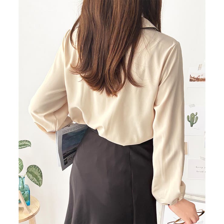 バイカラーパイピング長袖ブラウス レディース トップス | Amulet | 詳細画像17 