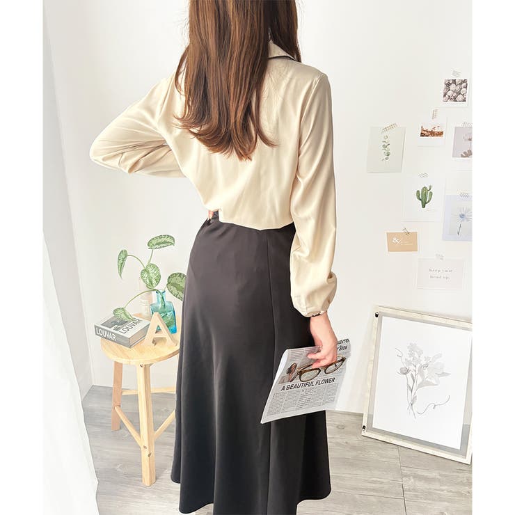 バイカラーパイピング長袖ブラウス レディース トップス | Amulet | 詳細画像18 