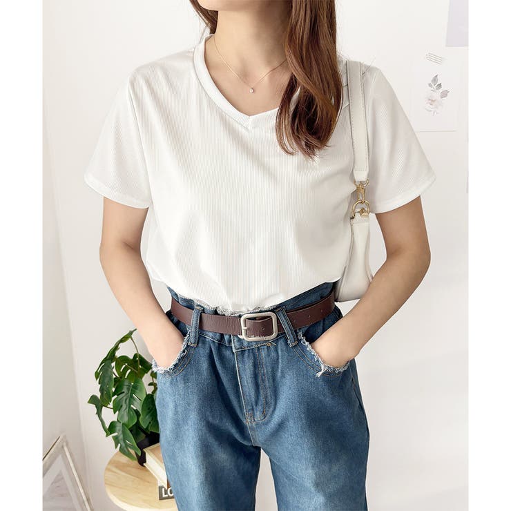 リブタッチVネックトップス リブ 韓国 | Amulet | 詳細画像10 