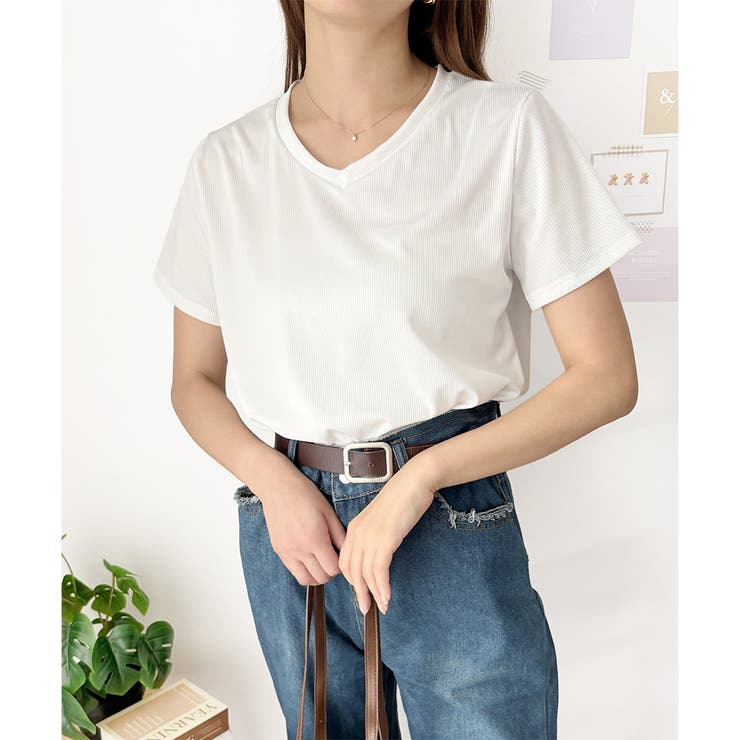 リブタッチVネックトップス リブ 韓国 | Amulet | 詳細画像11 