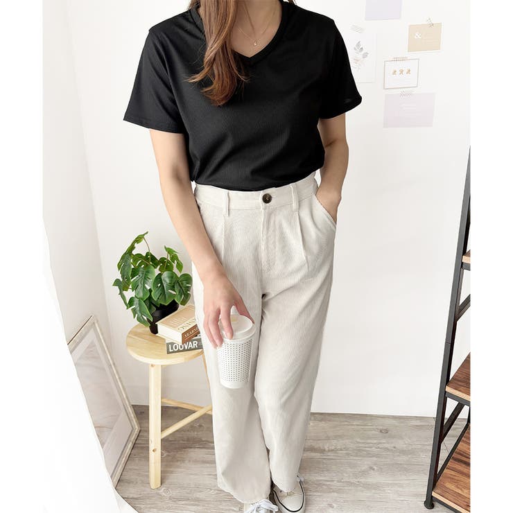 リブタッチVネックトップス リブ 韓国 | Amulet | 詳細画像16 