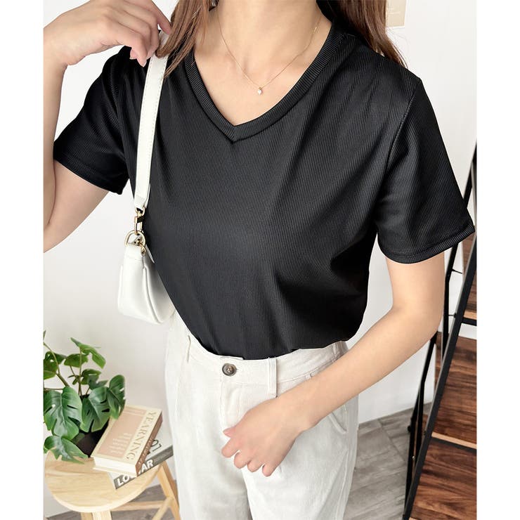 リブタッチVネックトップス リブ 韓国 | Amulet | 詳細画像18 