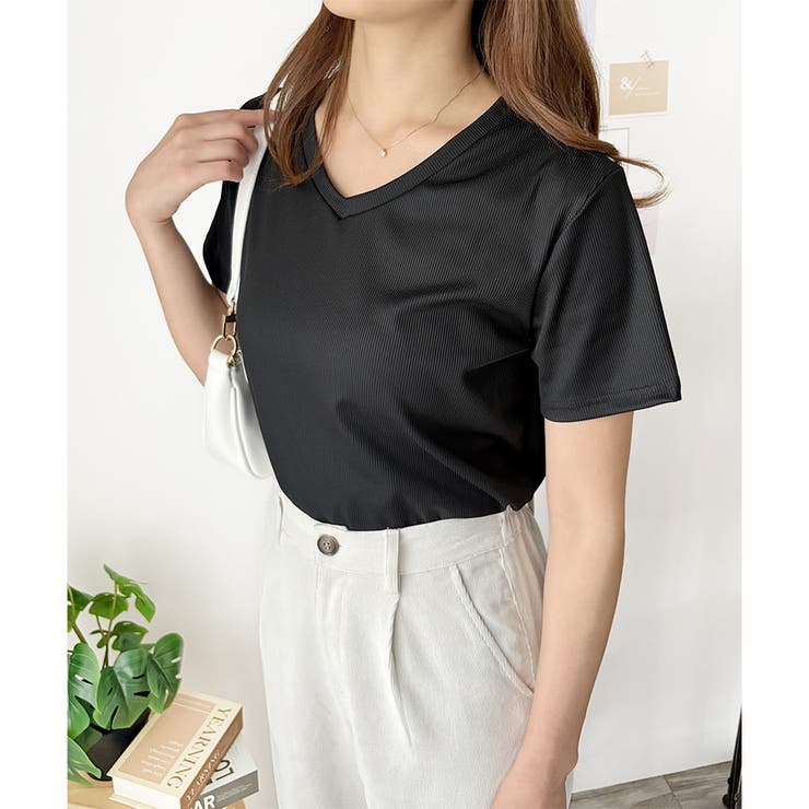 リブタッチVネックトップス リブ 韓国 | Amulet | 詳細画像19 