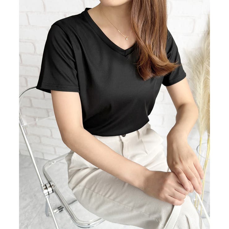 リブタッチVネックトップス リブ 韓国 | Amulet | 詳細画像20 