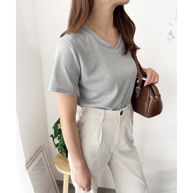 リブタッチVネックトップス リブ 韓国 | Amulet | 詳細画像23 