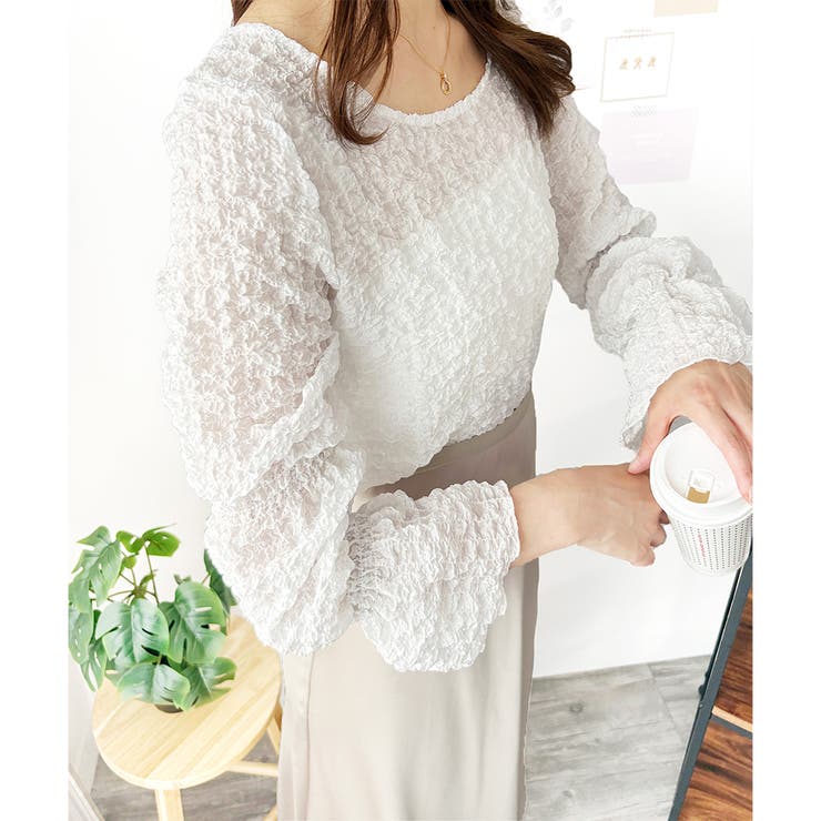 ワッシャータッチボリュームブラウス ブラウス シアー | Amulet | 詳細画像10 