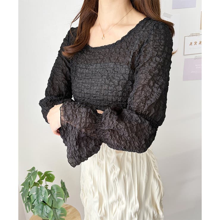 ワッシャータッチボリュームブラウス ブラウス シアー | Amulet | 詳細画像2 