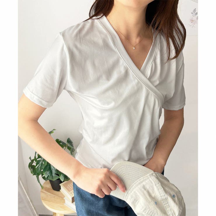 クロスデザインVネックTシャツ ラフ デイリー | Amulet | 詳細画像10 