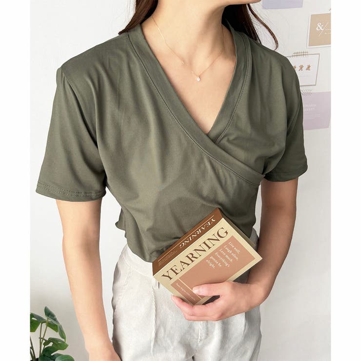 クロスデザインVネックTシャツ ラフ デイリー | Amulet | 詳細画像11 