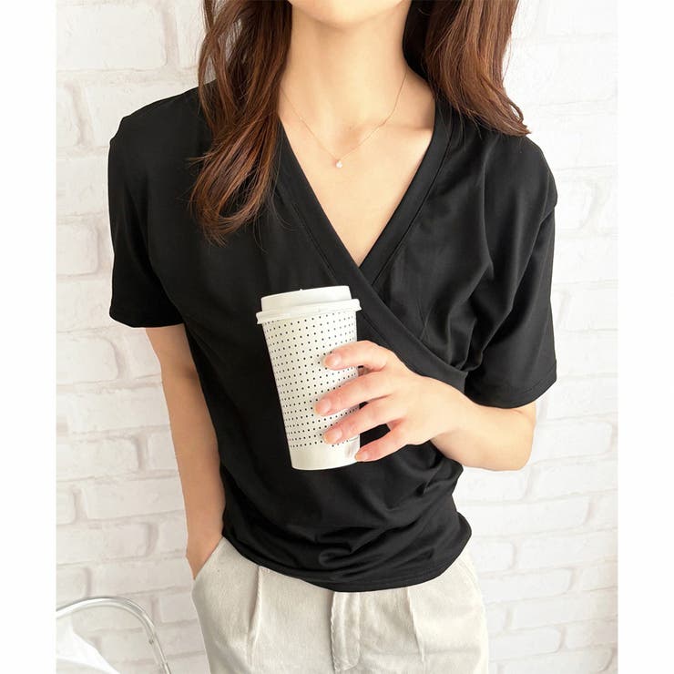 クロスデザインVネックTシャツ ラフ デイリー | Amulet | 詳細画像14 