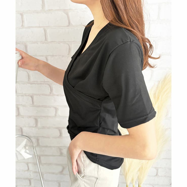 クロスデザインVネックTシャツ ラフ デイリー | Amulet | 詳細画像16 