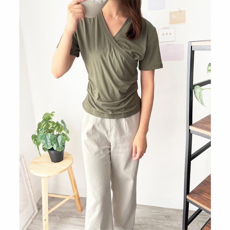 クロスデザインVネックTシャツ ラフ デイリー | Amulet | 詳細画像18 