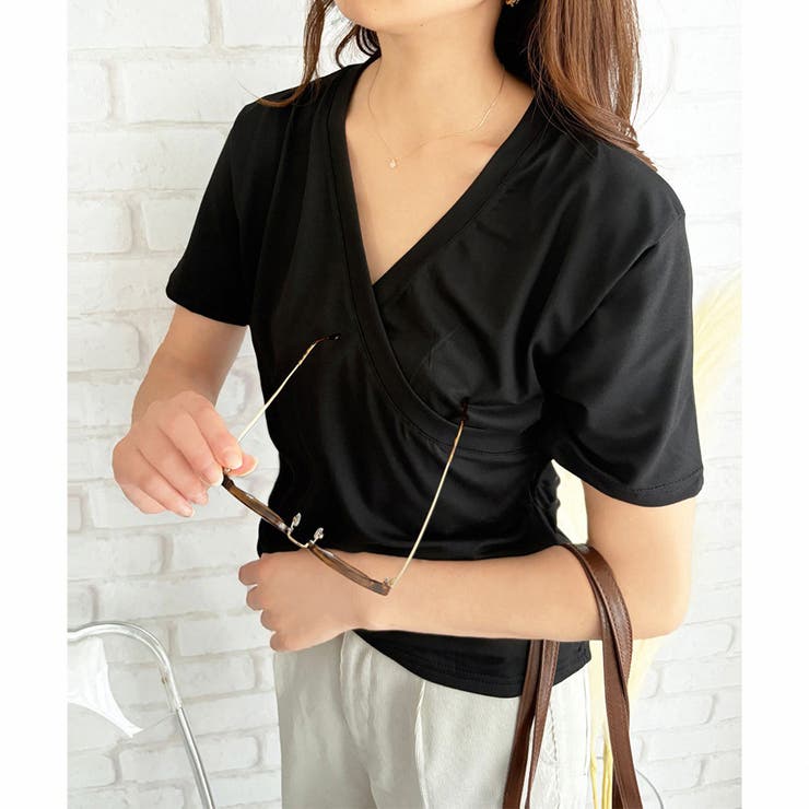 クロスデザインVネックTシャツ ラフ デイリー | Amulet | 詳細画像3 