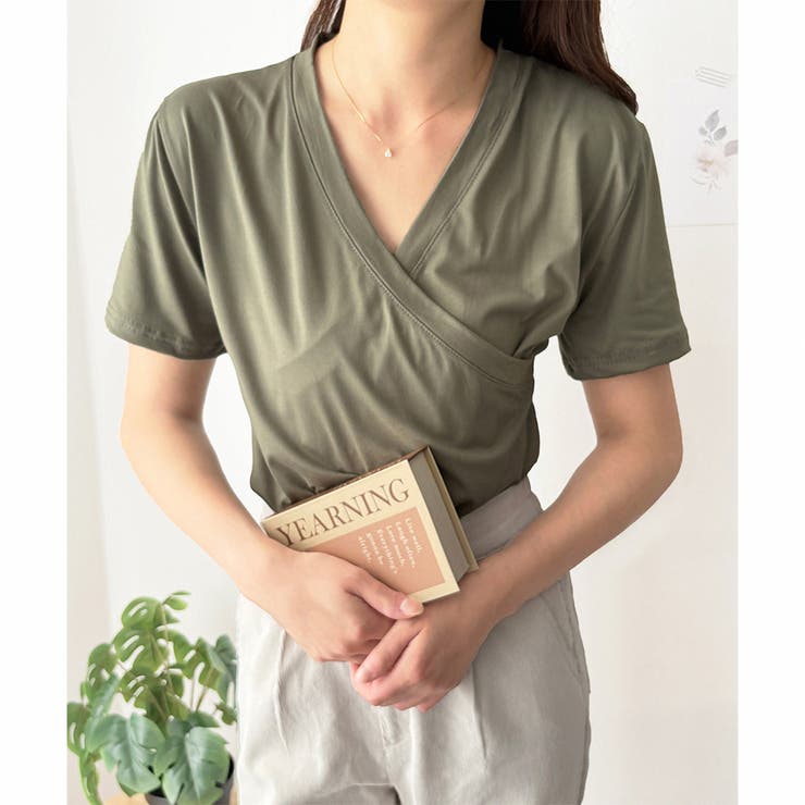 クロスデザインVネックTシャツ ラフ デイリー | Amulet | 詳細画像7 