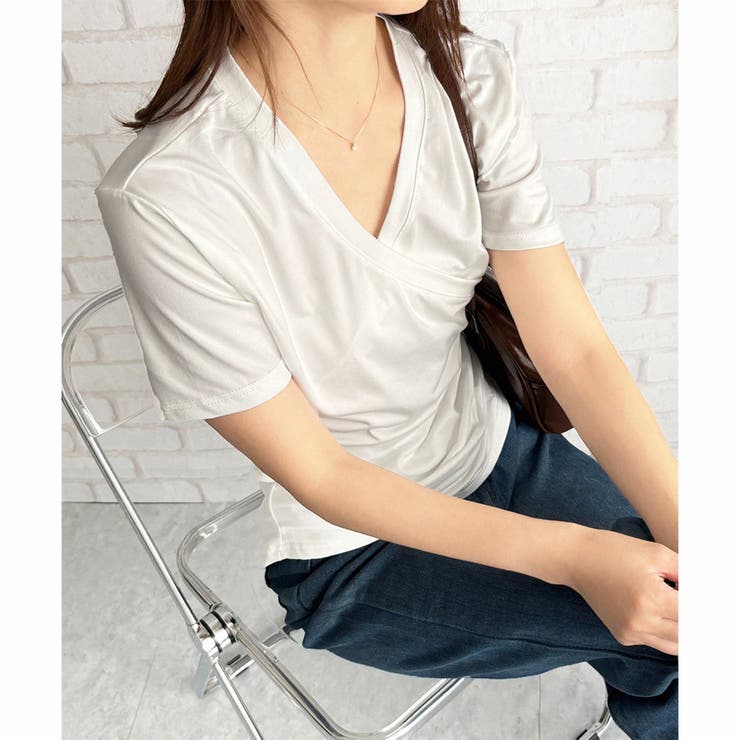 クロスデザインVネックTシャツ ラフ デイリー | Amulet | 詳細画像9 