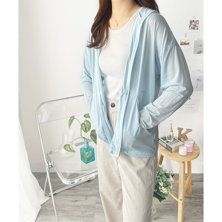 長袖ライトパーカー レディース 無地 | Amulet | 詳細画像15 