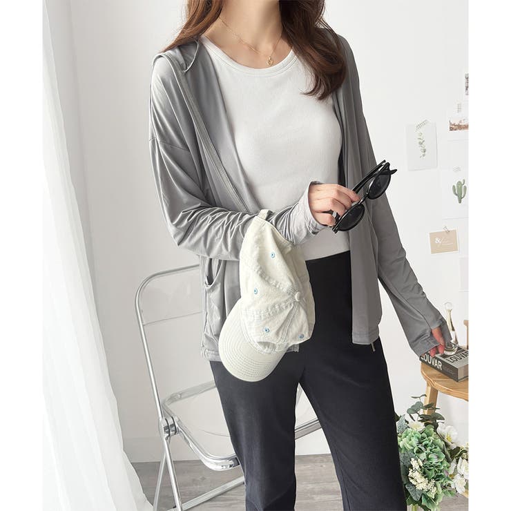 長袖ライトパーカー レディース 無地 | Amulet | 詳細画像9 