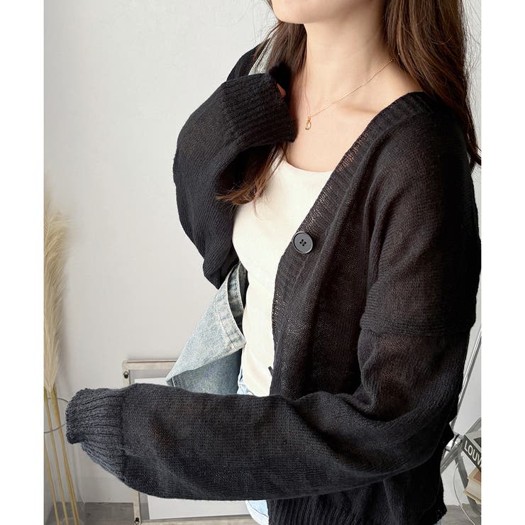 【VIVIENNE TAM】ブラックカーディガン 長袖　無地 VIVIENNE TAM】ブラックカーディガン 長袖 無地