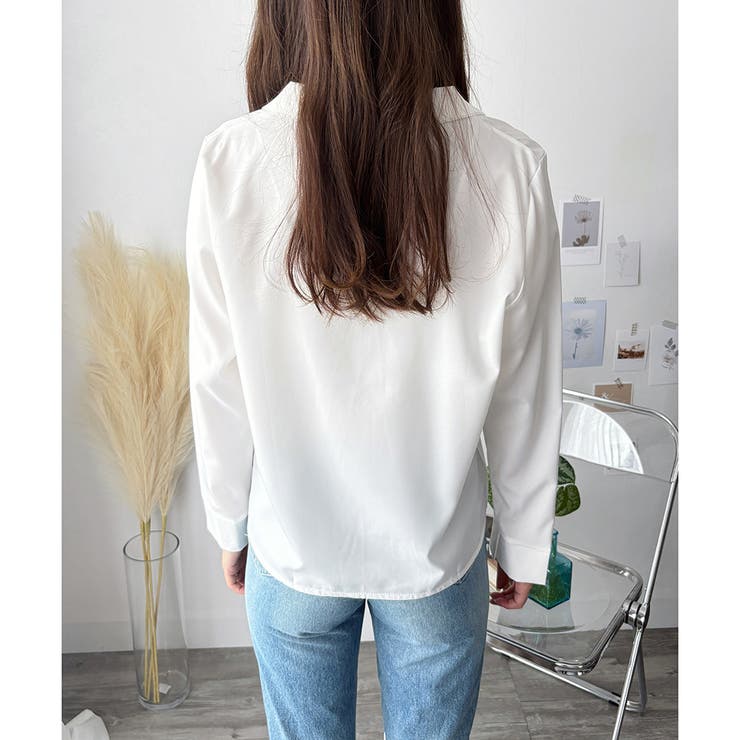 フェイクボタンデザインブラウス シンプル 長袖 | Amulet | 詳細画像13 