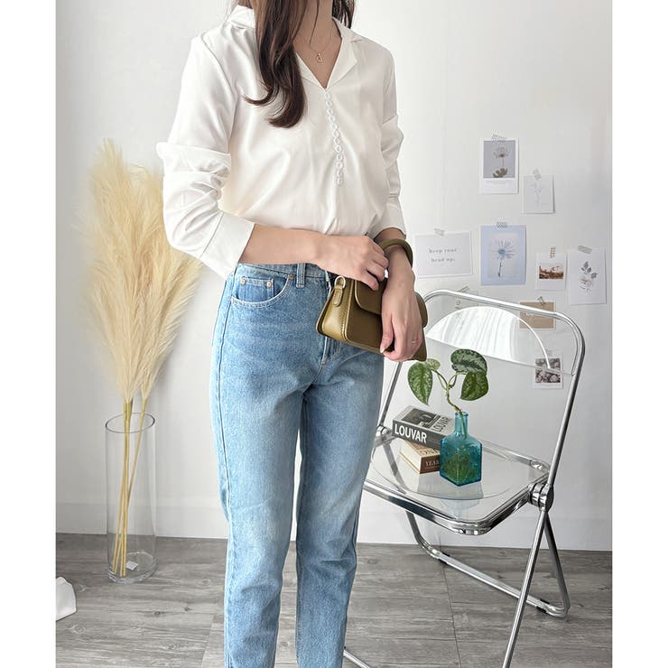 フェイクボタンデザインブラウス シンプル 長袖 | Amulet | 詳細画像16 