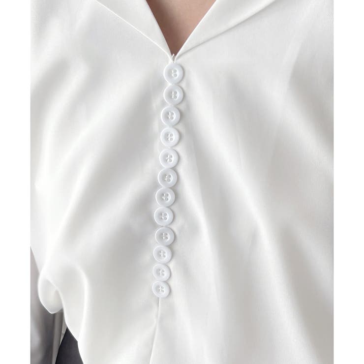 フェイクボタンデザインブラウス シンプル 長袖 | Amulet | 詳細画像24 