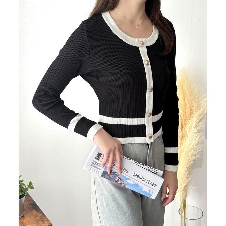 フェイクボタン配色ニット レディース 長袖 | Amulet | 詳細画像13 