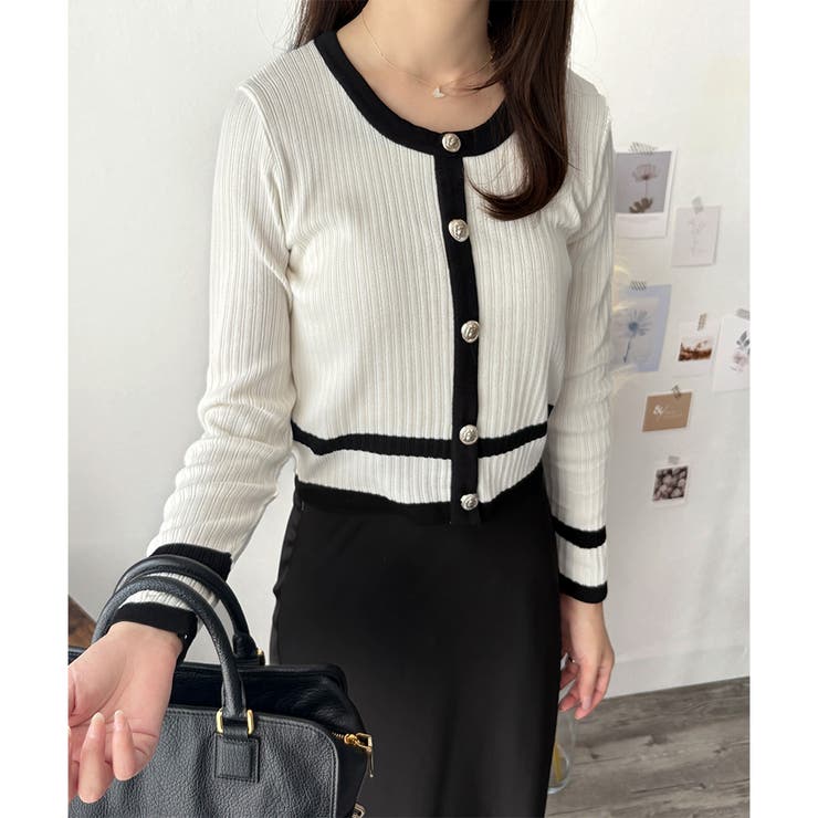 フェイクボタン配色ニット レディース 長袖 | Amulet | 詳細画像16 