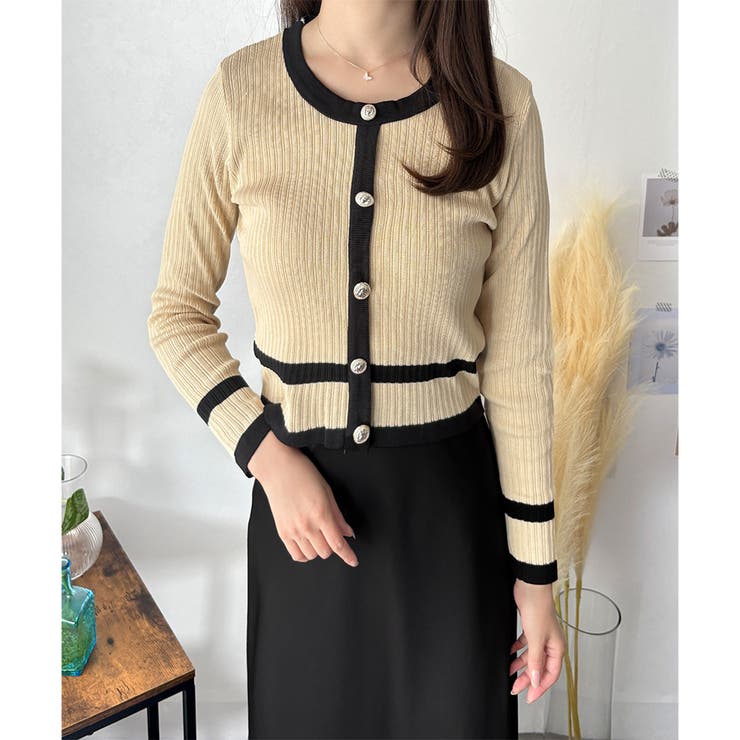 フェイクボタン配色ニット レディース 長袖 | Amulet | 詳細画像2 