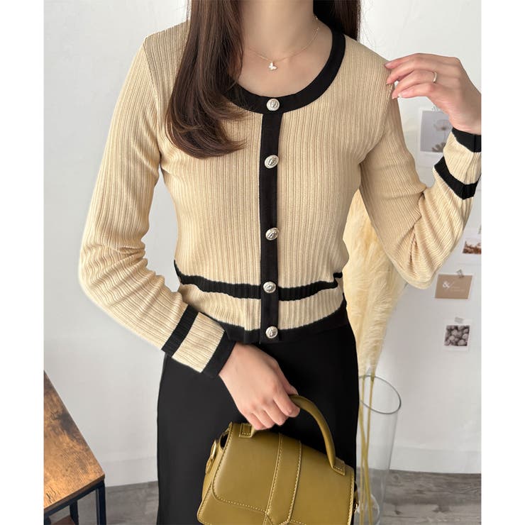 フェイクボタン配色ニット レディース 長袖 | Amulet | 詳細画像20 