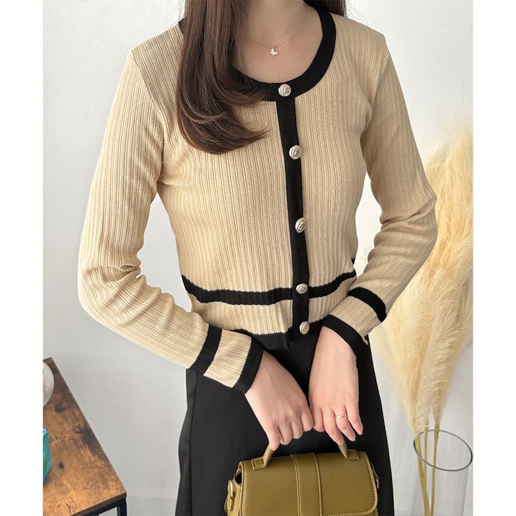 フェイクボタン配色ニット レディース 長袖 | Amulet | 詳細画像21 