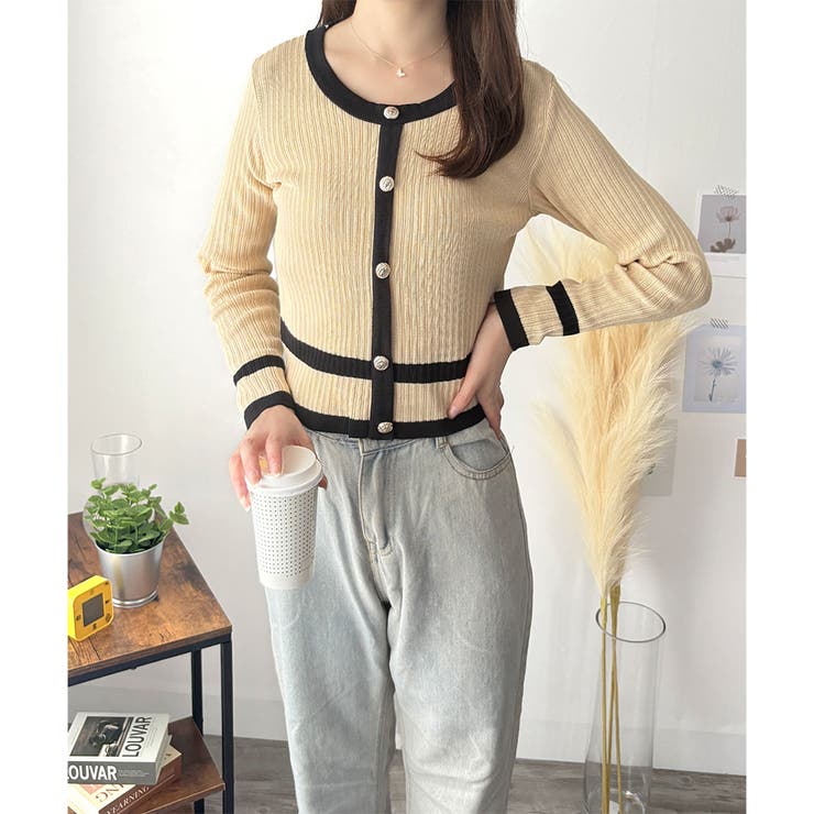 フェイクボタン配色ニット レディース 長袖 | Amulet | 詳細画像24 