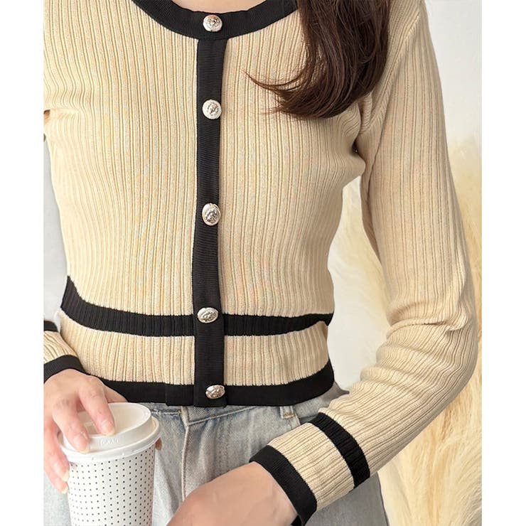 フェイクボタン配色ニット レディース 長袖 | Amulet | 詳細画像25 