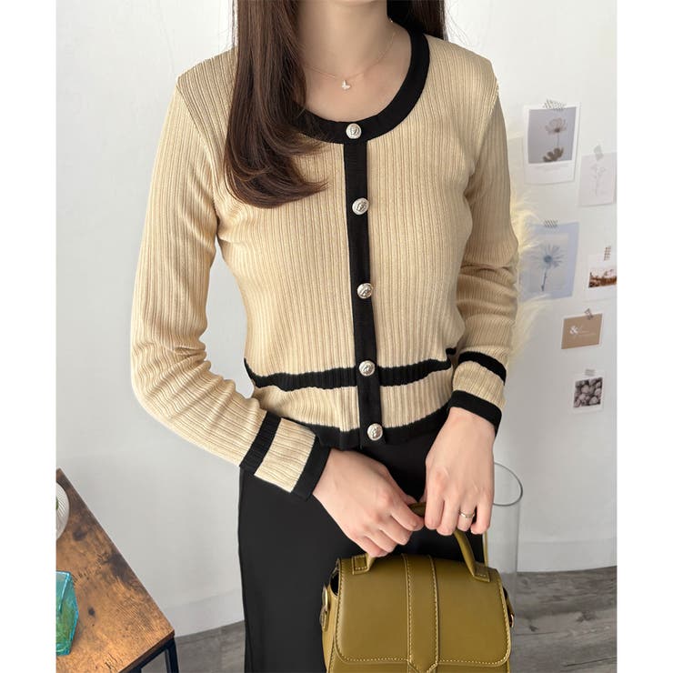 フェイクボタン配色ニット レディース 長袖 | Amulet | 詳細画像8 