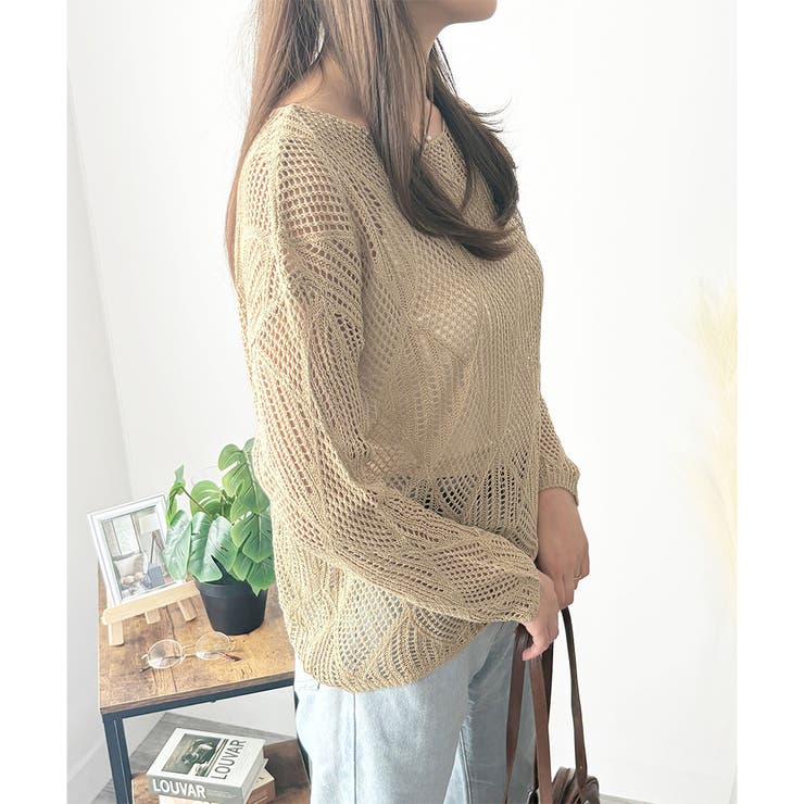 透かし編みニットトップス レディース 長袖 | Amulet | 詳細画像22 