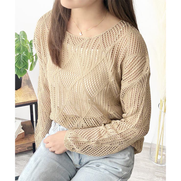 透かし編みニットトップス レディース 長袖 | Amulet | 詳細画像23 