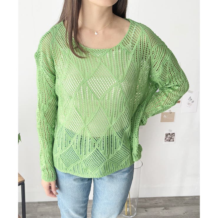 透かし編みニットトップス レディース 長袖 | Amulet | 詳細画像25 