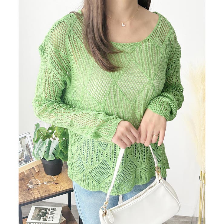 透かし編みニットトップス レディース 長袖 | Amulet | 詳細画像27 